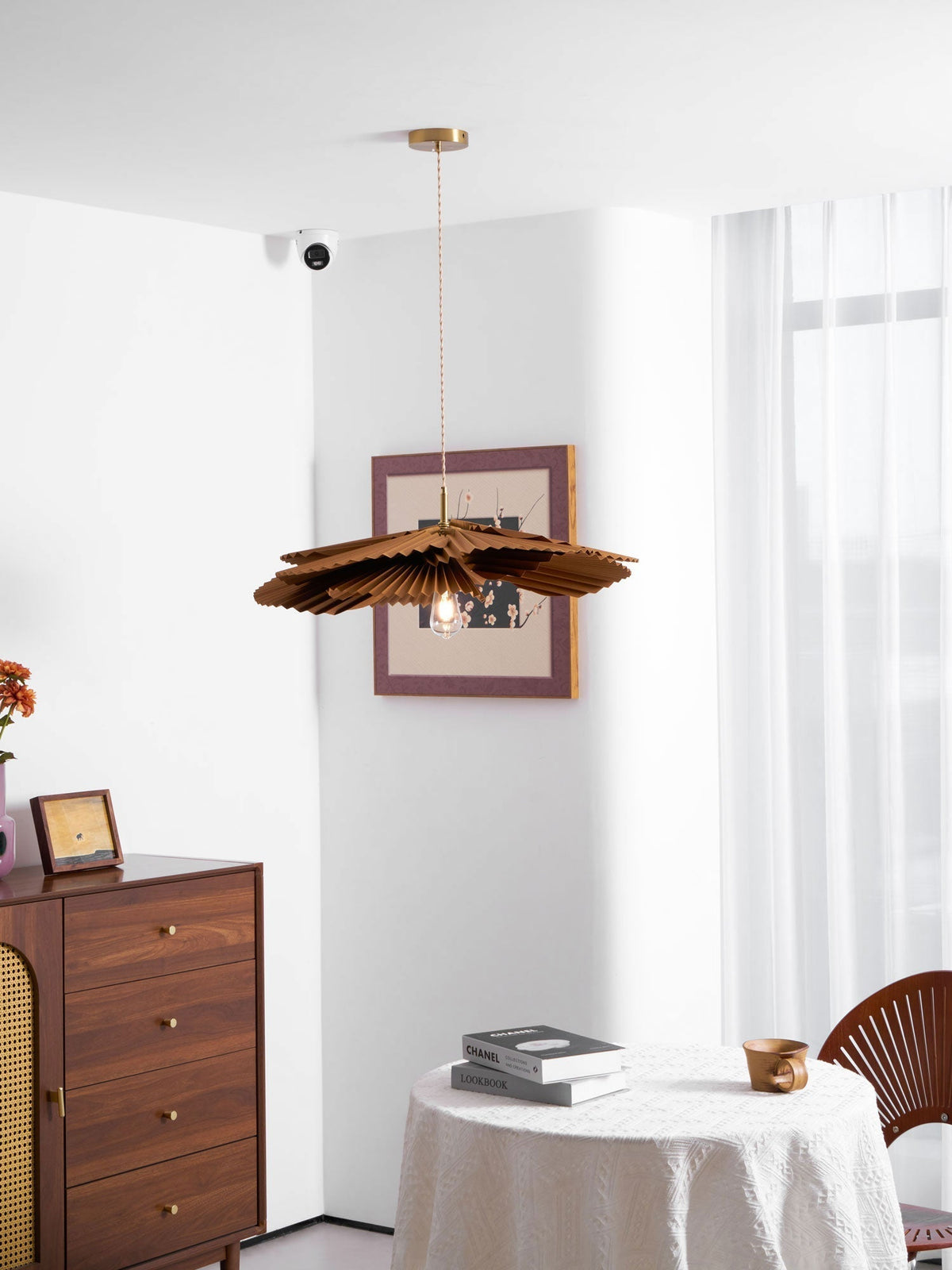 Wilto hanglamp lotusblad van gevouwen papier met bloemvorm