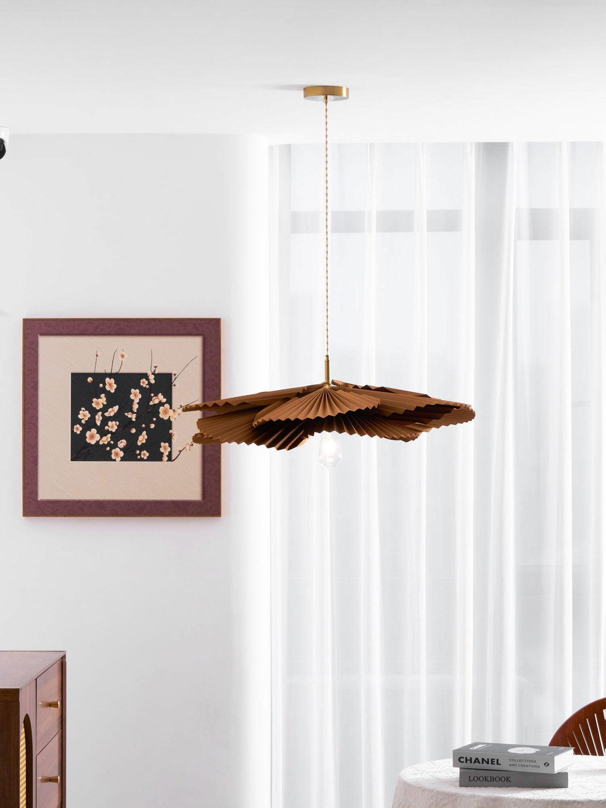 Wilto hanglamp lotusblad van gevouwen papier met bloemvorm