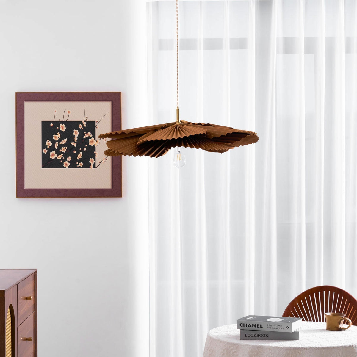 Wilto hanglamp lotusblad van gevouwen papier met bloemvorm