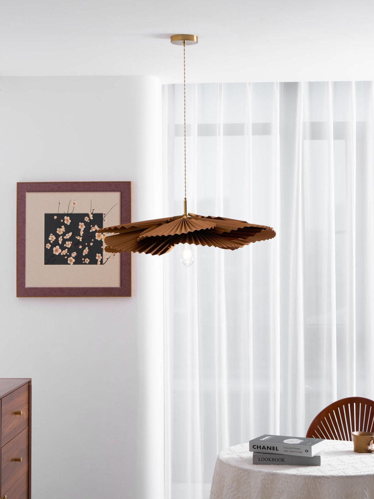 Wilto hanglamp lotusblad van gevouwen papier met bloemvorm