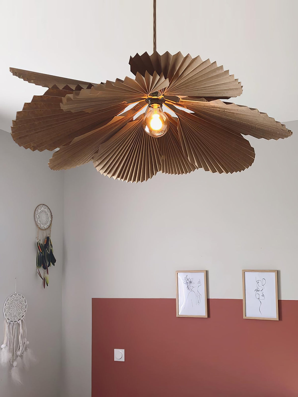 Wilto hanglamp lotusblad van gevouwen papier met bloemvorm
