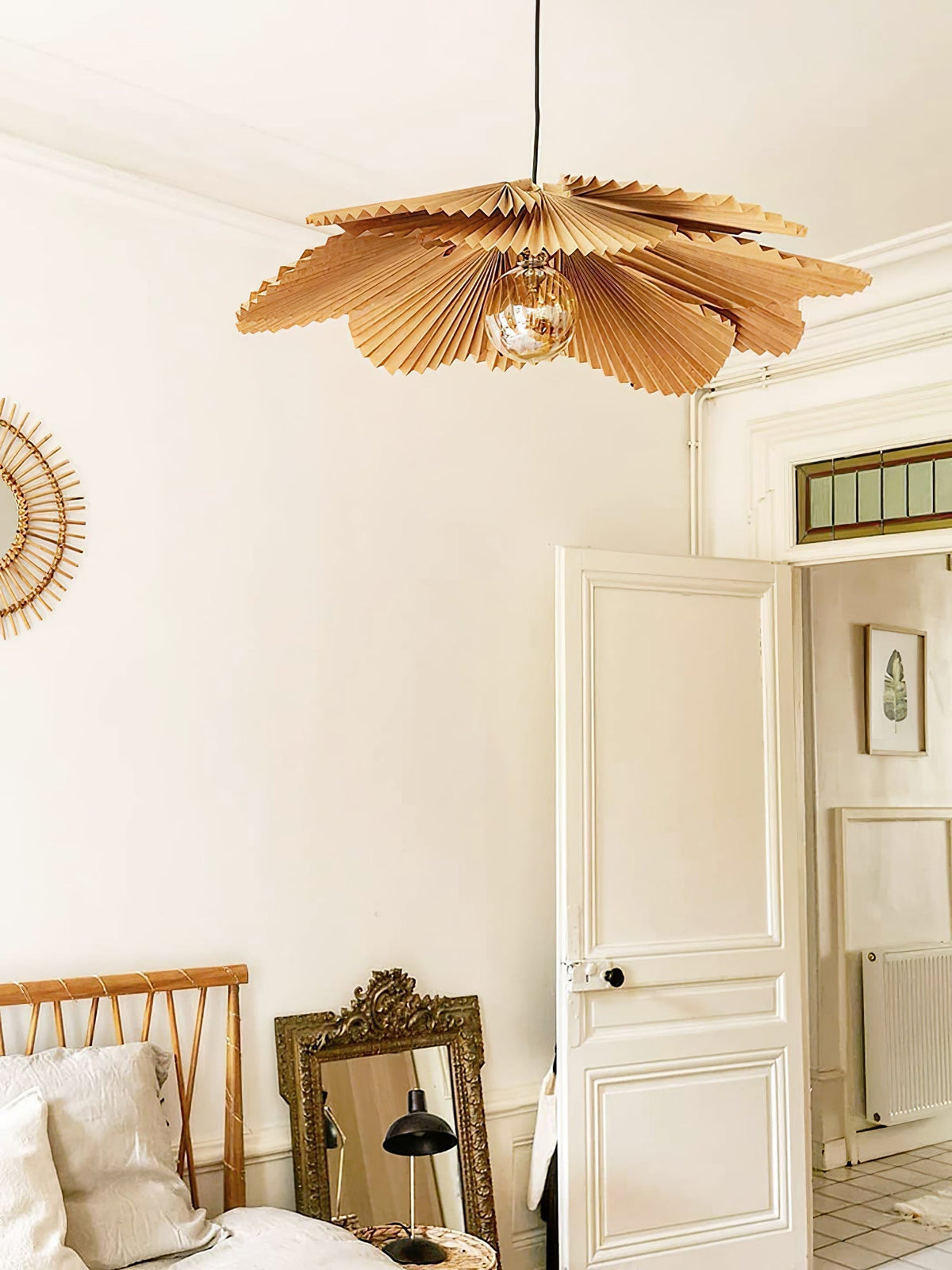 Wilto hanglamp lotusblad van gevouwen papier met bloemvorm