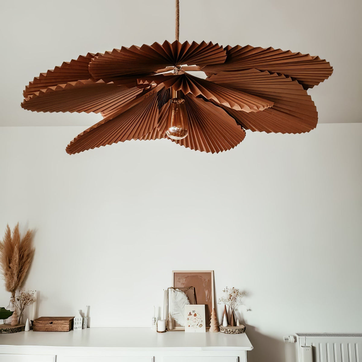 Wilto hanglamp lotusblad van gevouwen papier met bloemvorm