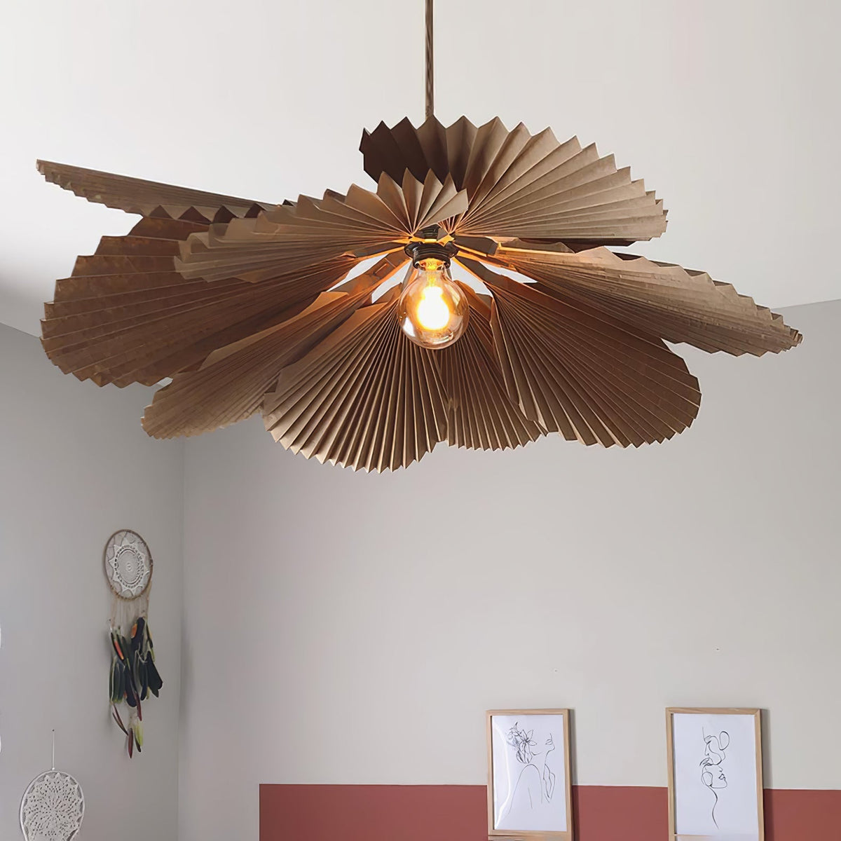 Wilto hanglamp lotusblad van gevouwen papier met bloemvorm