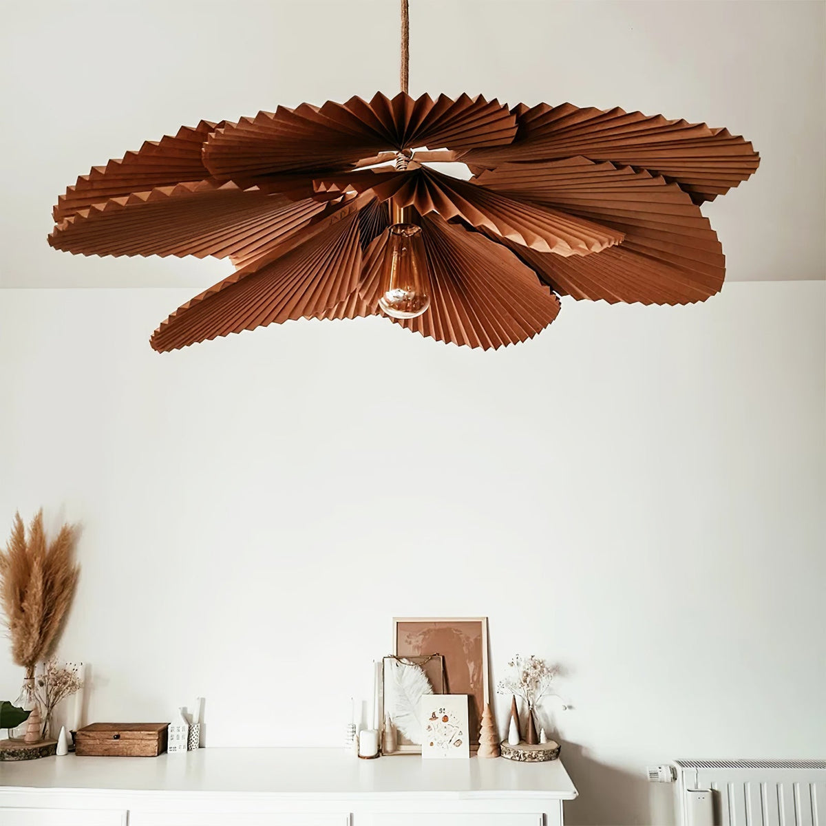 Wilto hanglamp lotusblad van gevouwen papier met bloemvorm
