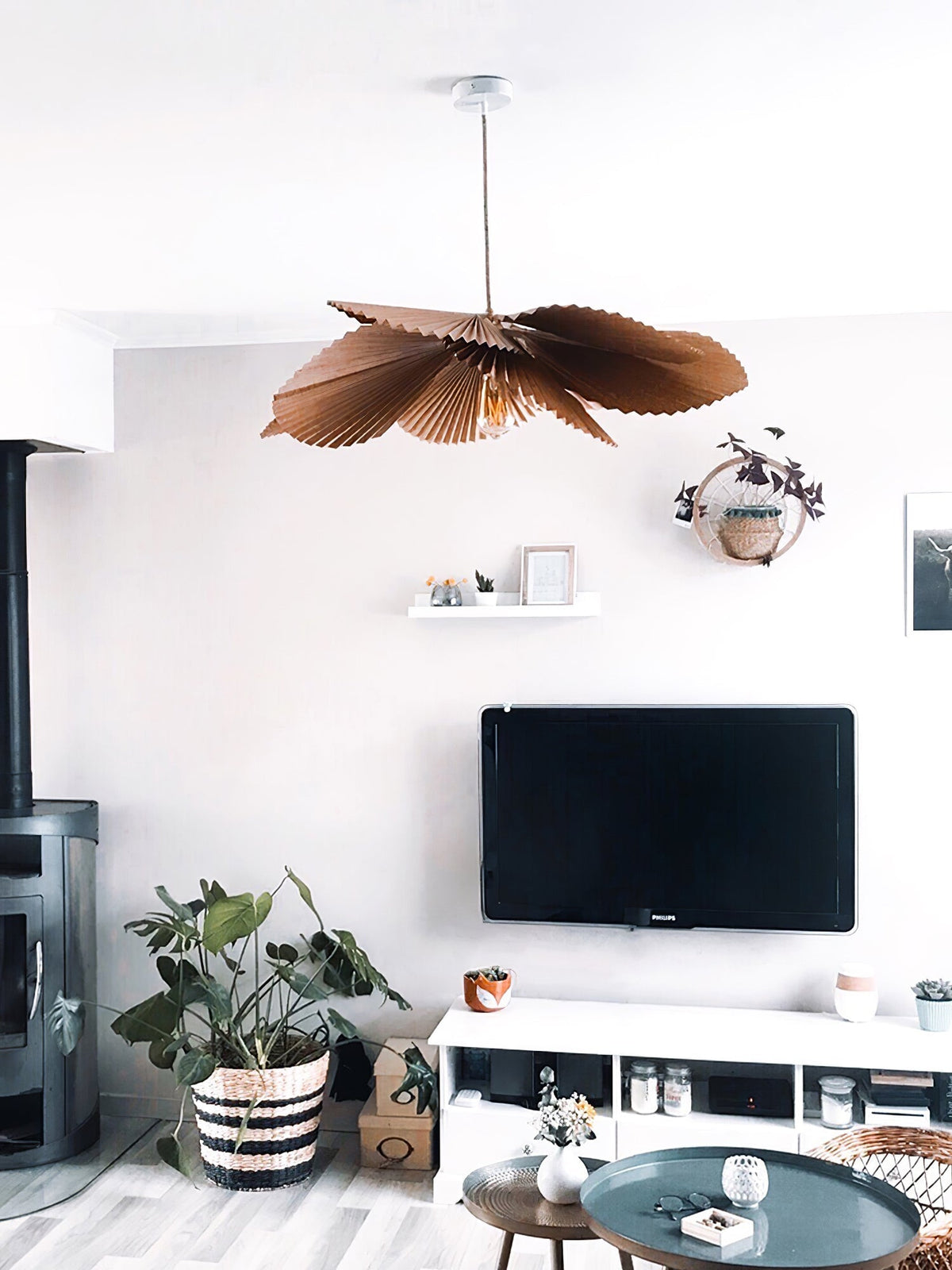 Wilto hanglamp lotusblad van gevouwen papier met bloemvorm