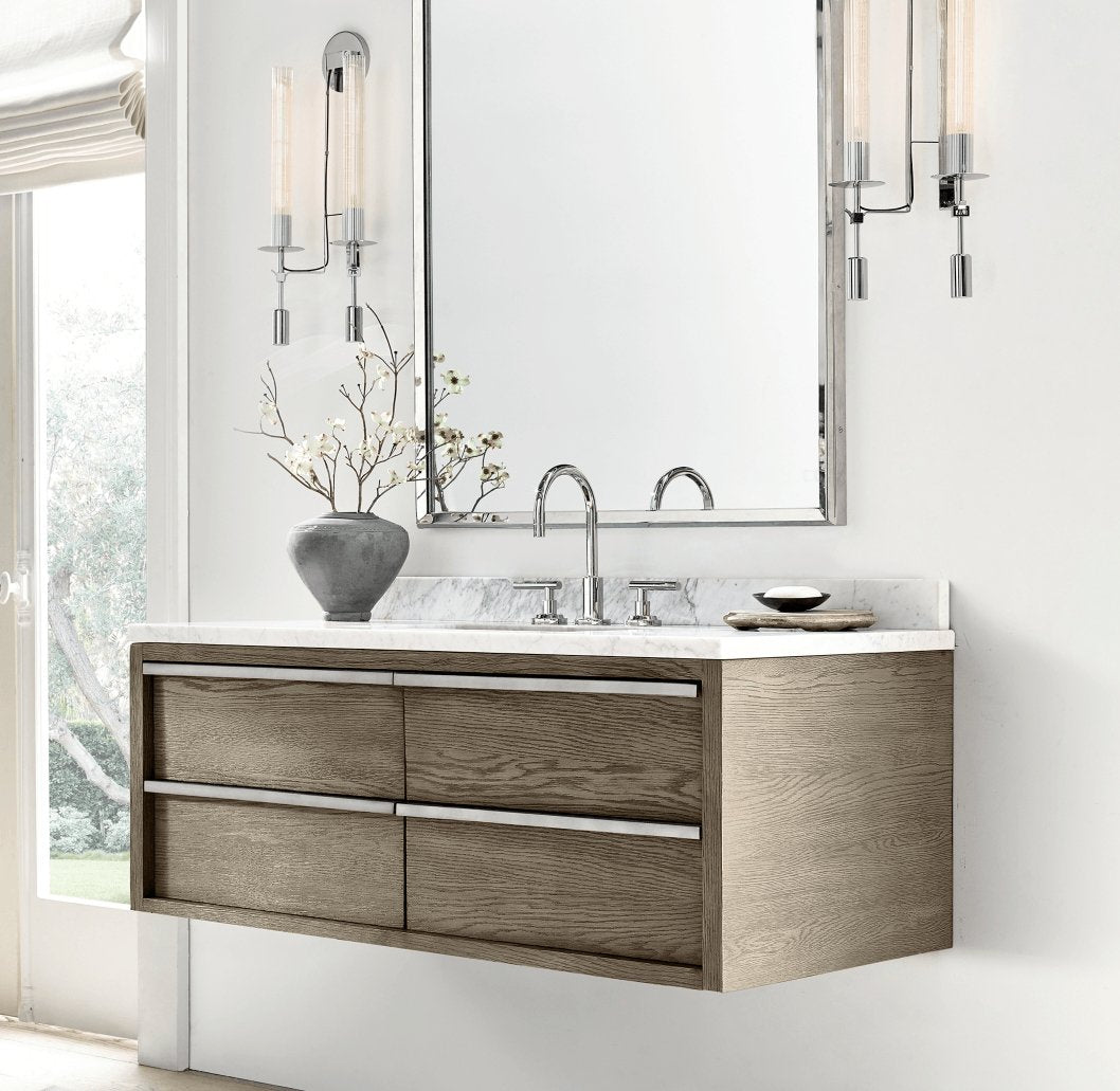 Veloora wandlamp messing Minimalistisch Geribbelde glas