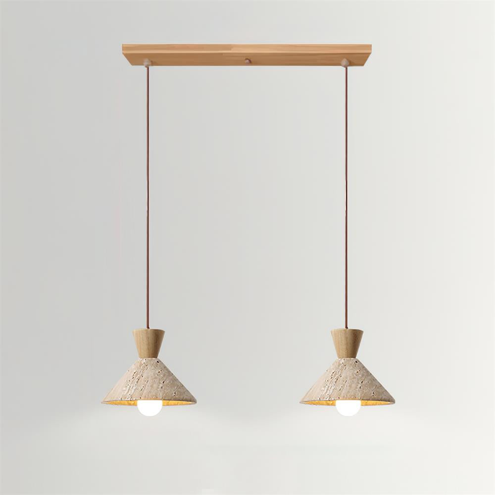 Caliva hanglamp met travertin kap in natuurlijke walnootkleur