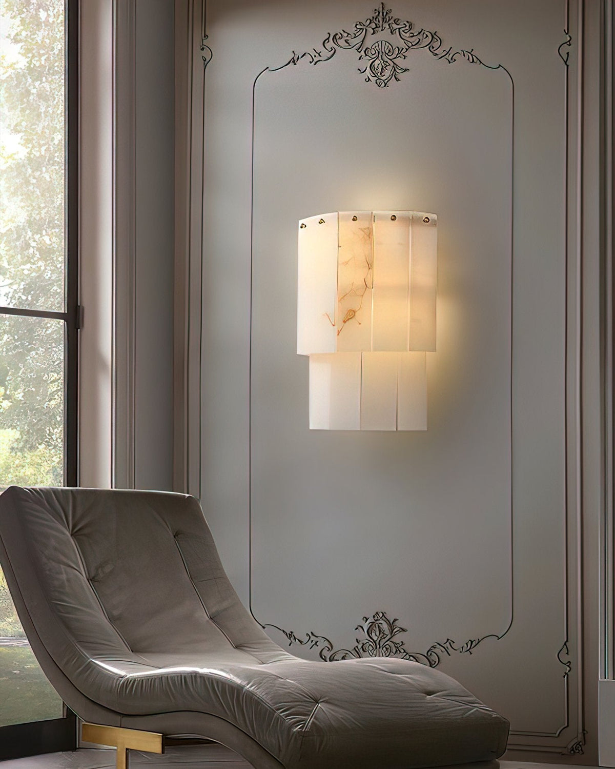 Corvane wandlamp met gebroken albast