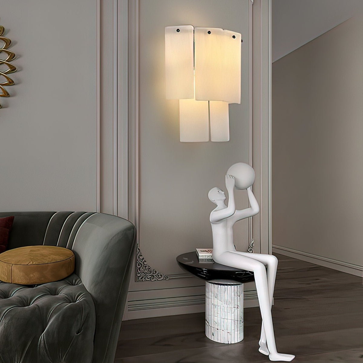 Corvane wandlamp met gebroken albast