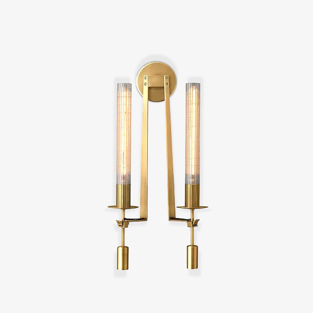 Veloora wandlamp messing Minimalistisch Geribbelde glas