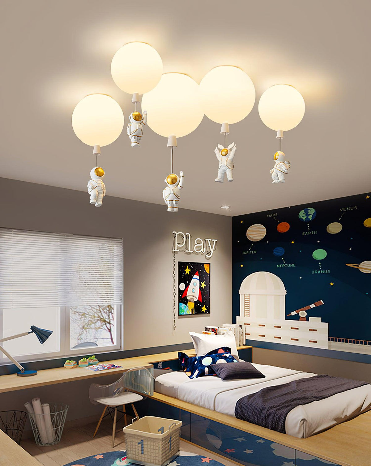 Nirerira plafondlamp acryl ballon astronaut speels kinderkamer