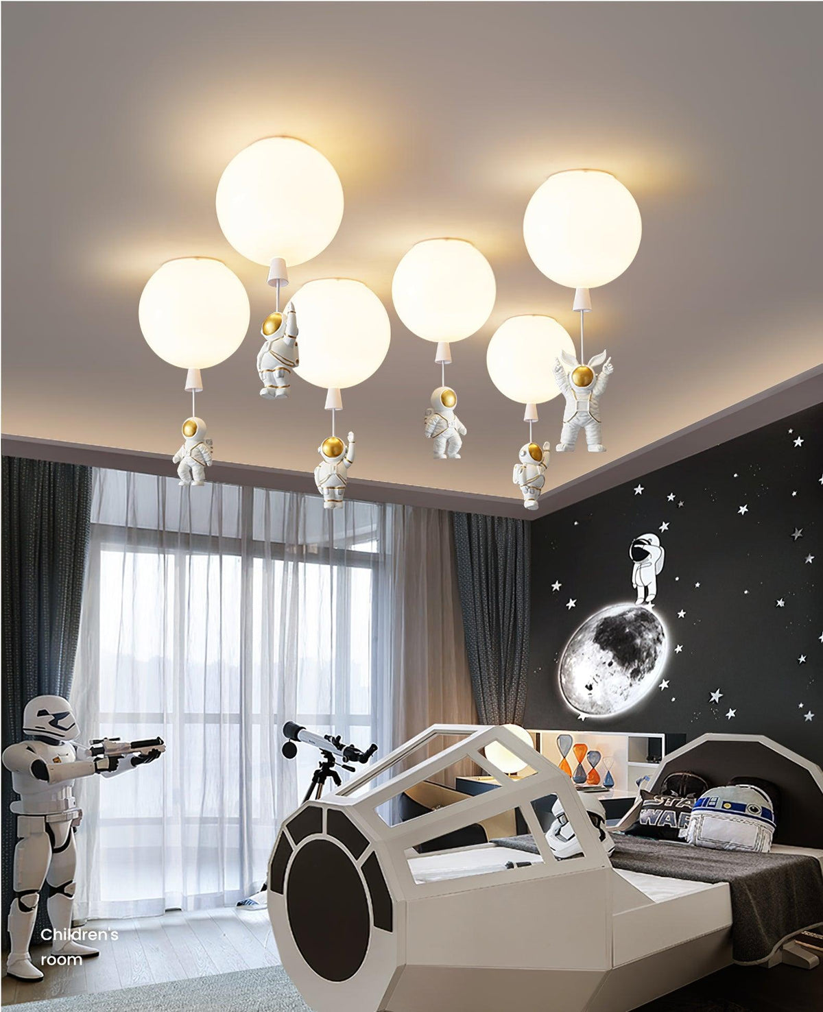 Nirerira plafondlamp acryl ballon astronaut speels kinderkamer