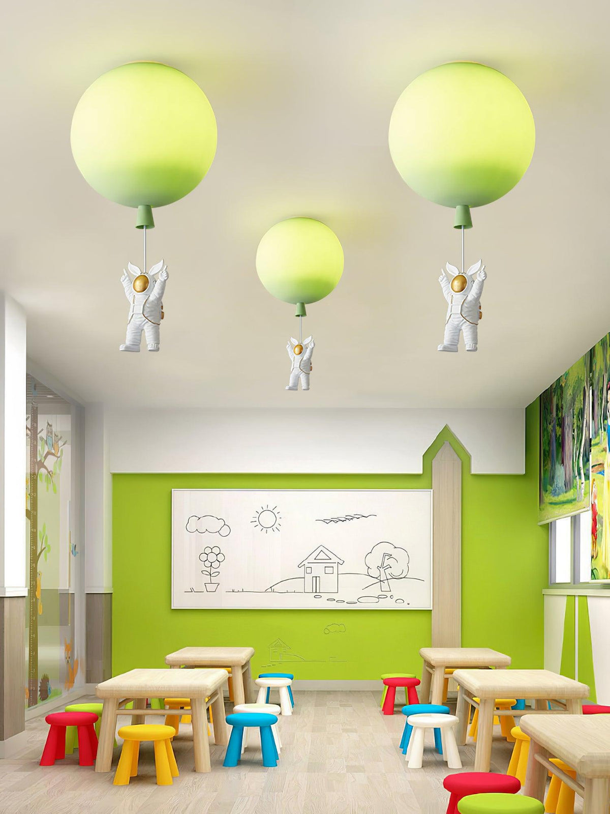 Nirerira plafondlamp acryl ballon astronaut speels kinderkamer