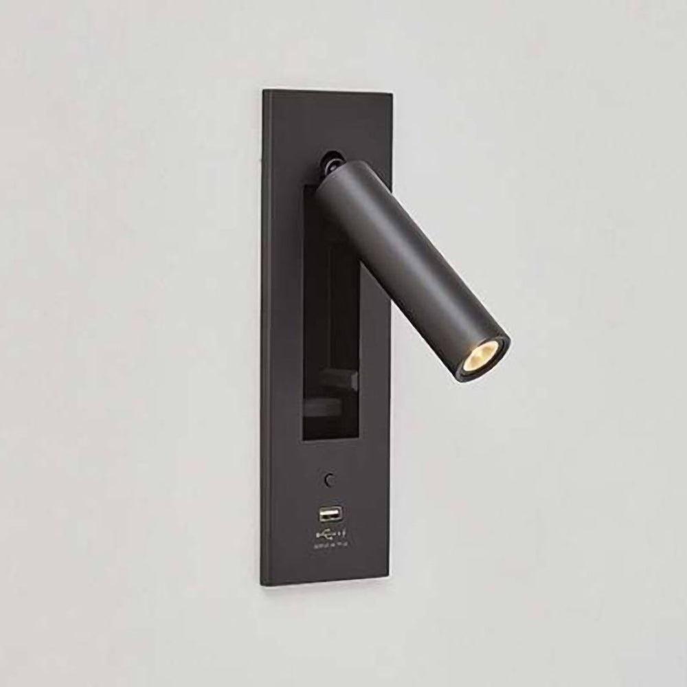 Sothis moderne minimalistische wandlamp in zwart met USB-aansluiting