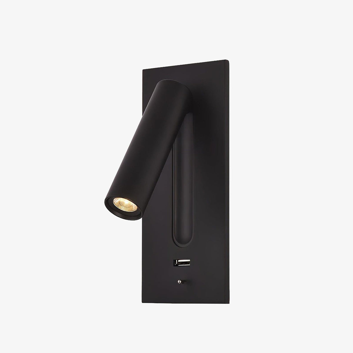 Sothis moderne minimalistische wandlamp in zwart met USB-aansluiting