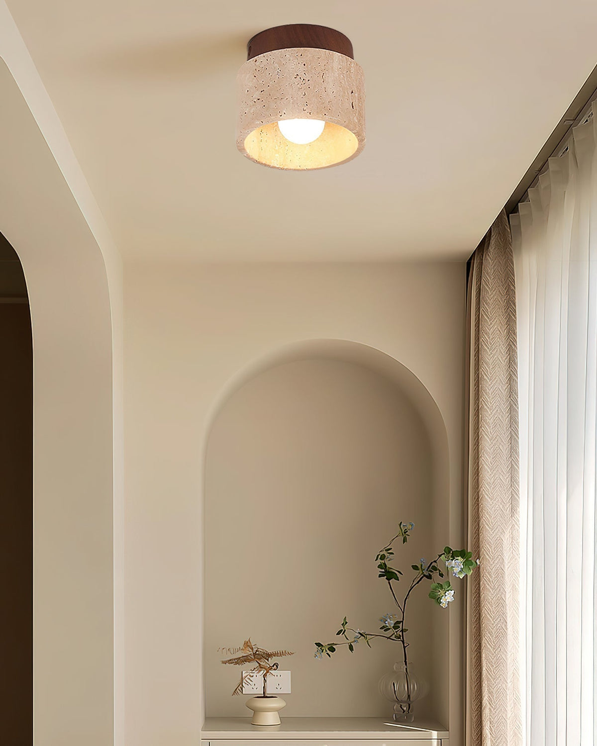Rilon Ritta plafondlamp zwart & gele travertin