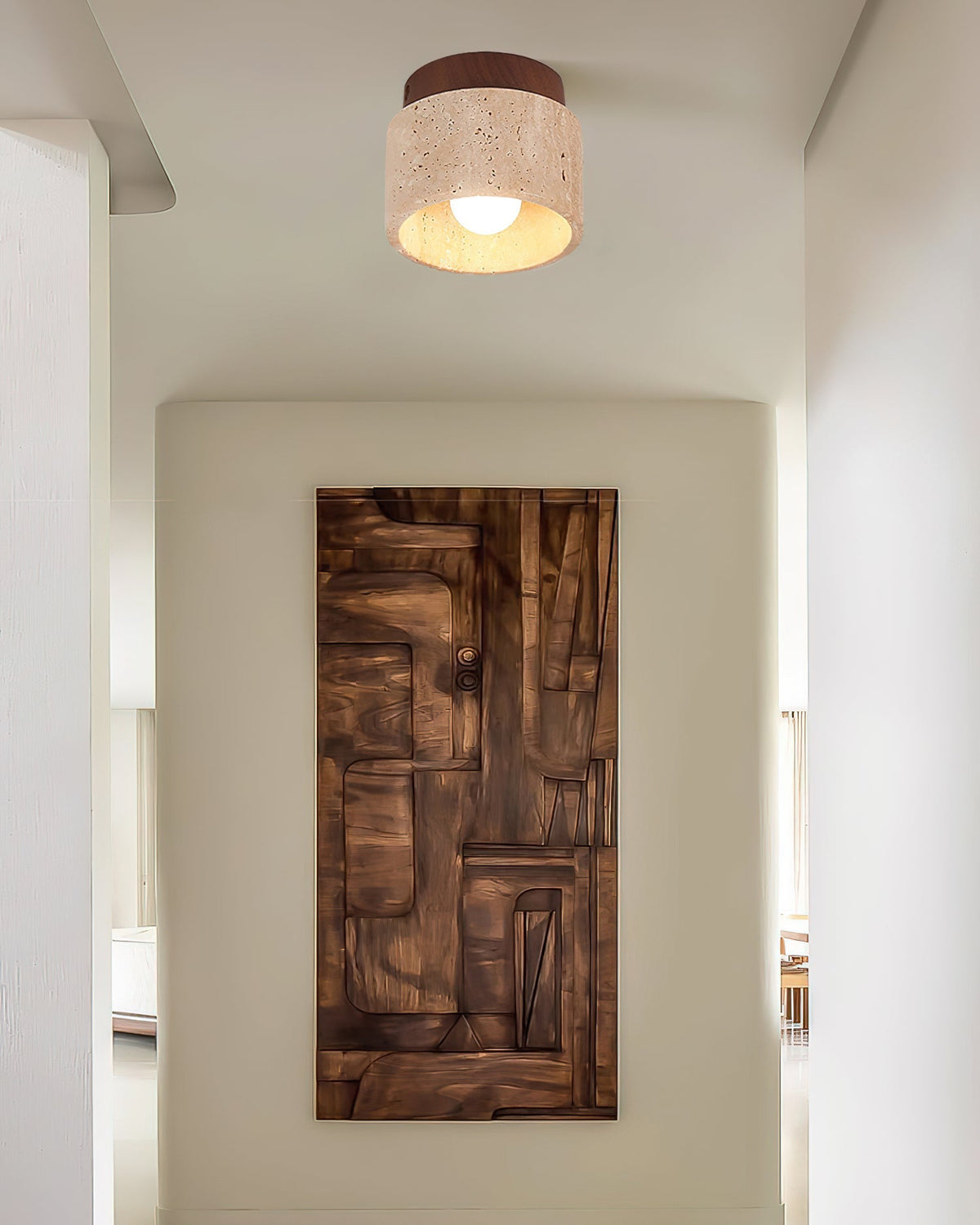 Rilon Ritta plafondlamp zwart & gele travertin