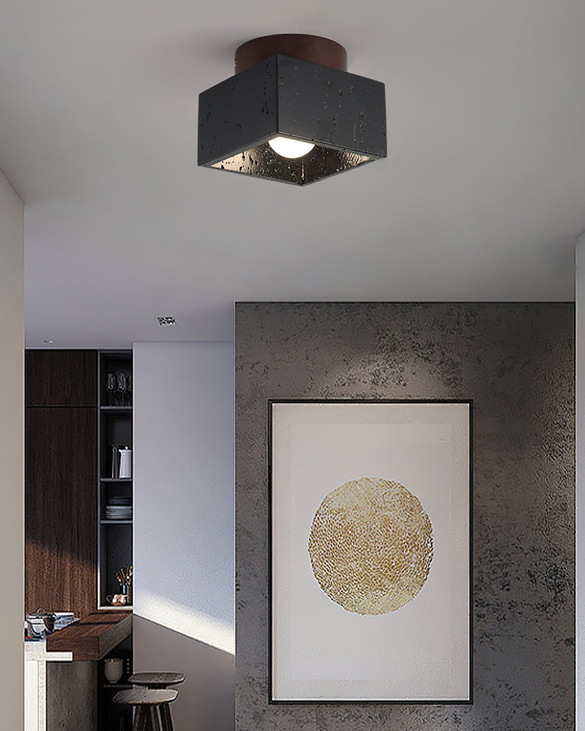 Rilon Ritta plafondlamp zwart & gele travertin