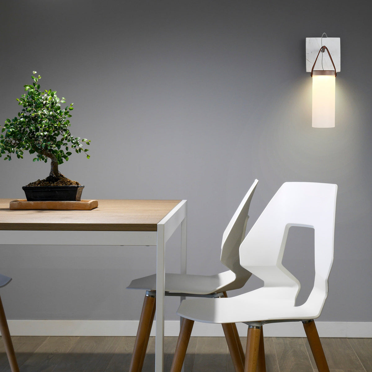 Galerie wandlamp Fontana glas leer marmer