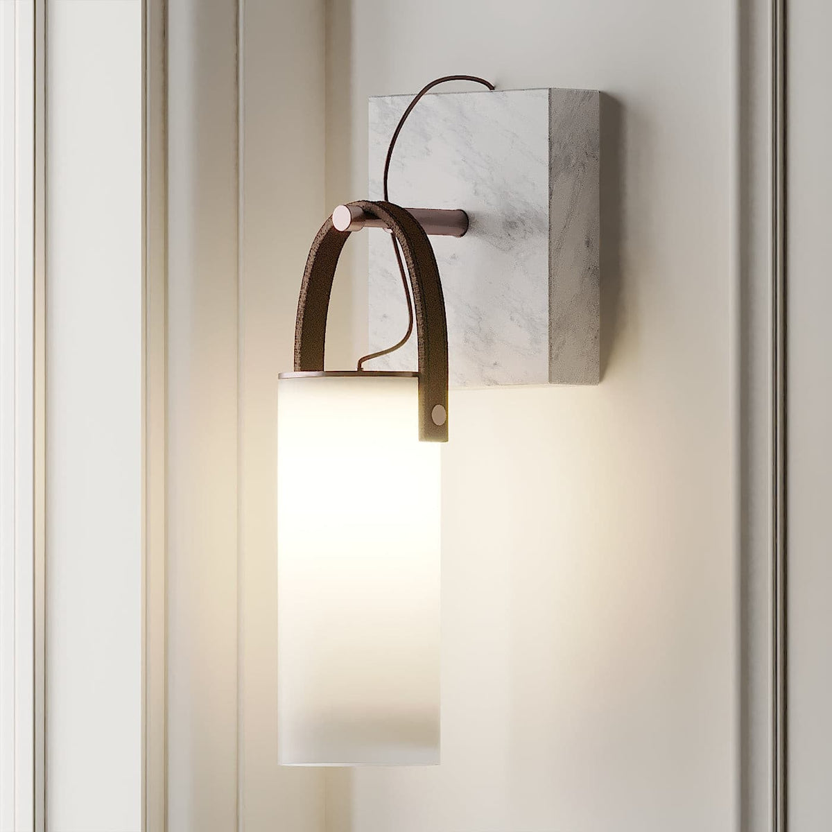 Galerie wandlamp Fontana glas leer marmer