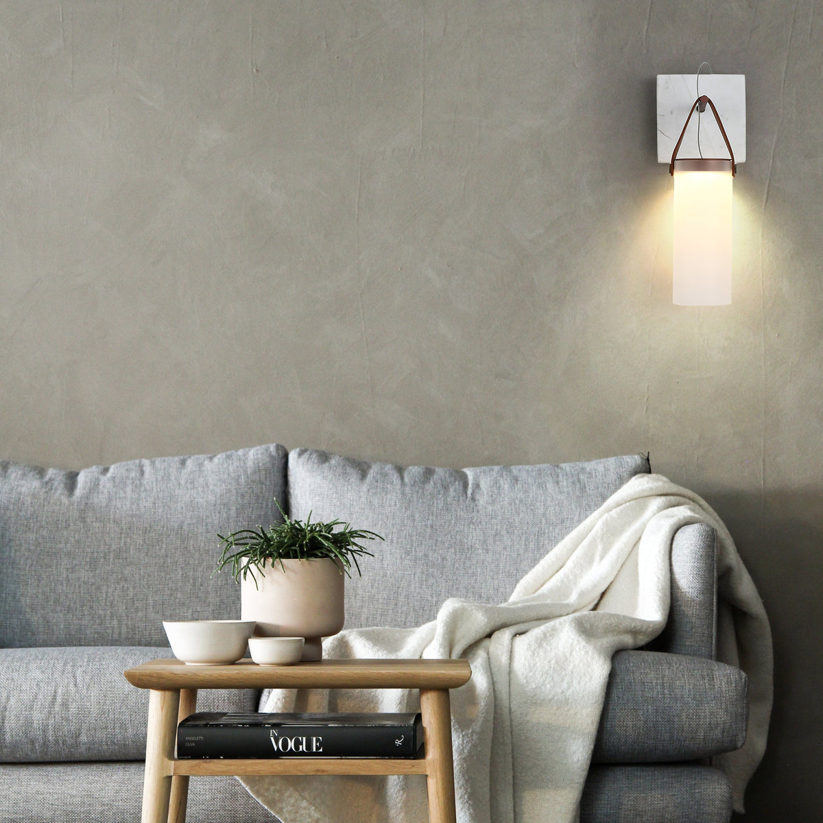 Galerie wandlamp Fontana glas leer marmer