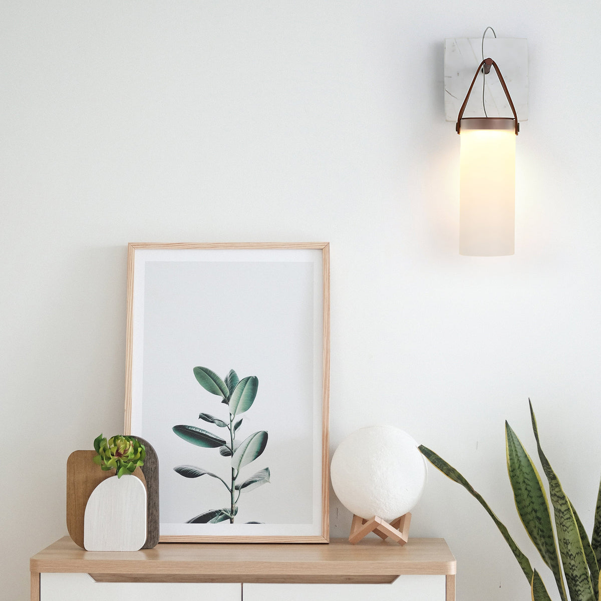 Galerie wandlamp Fontana glas leer marmer