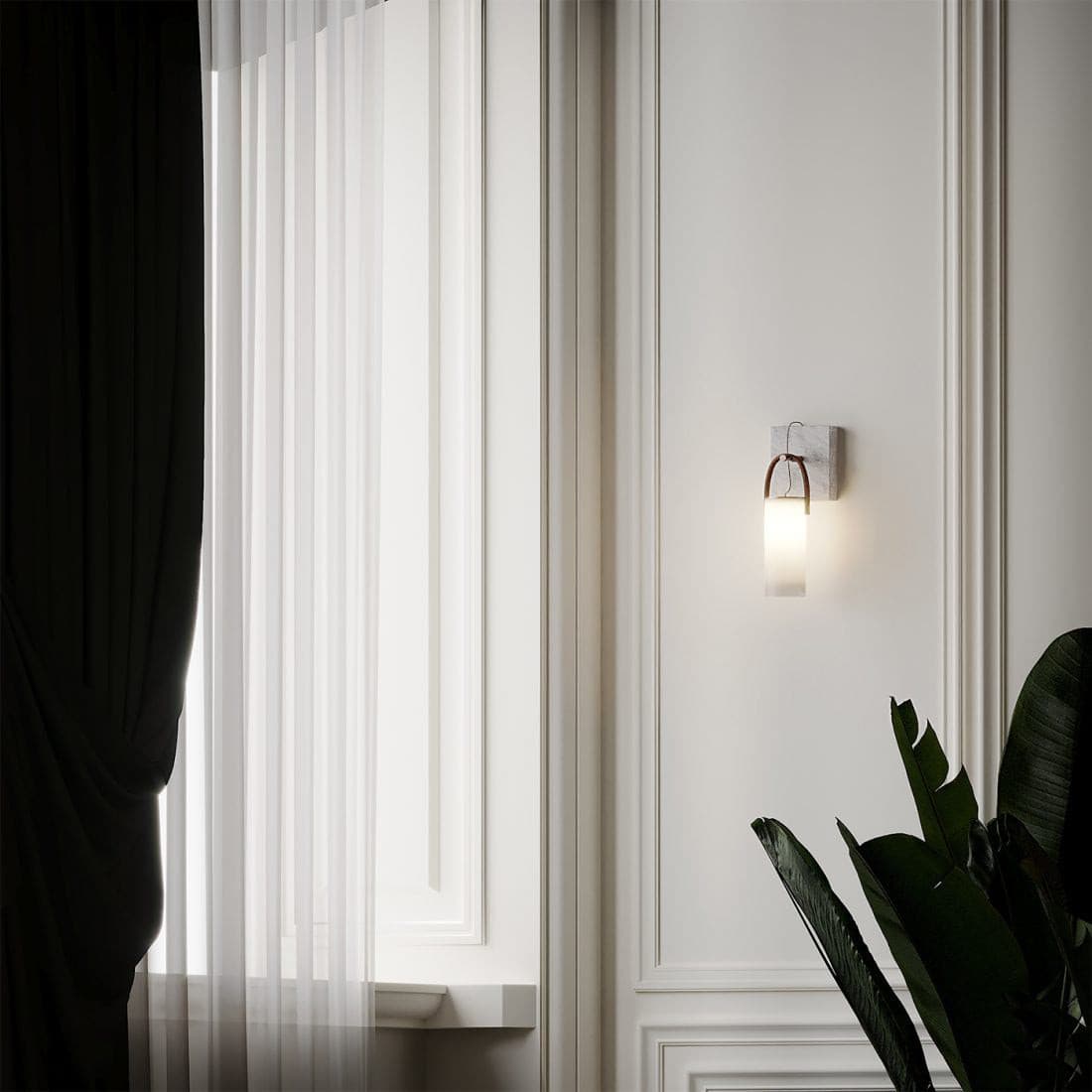 Galerie wandlamp Fontana glas leer marmer