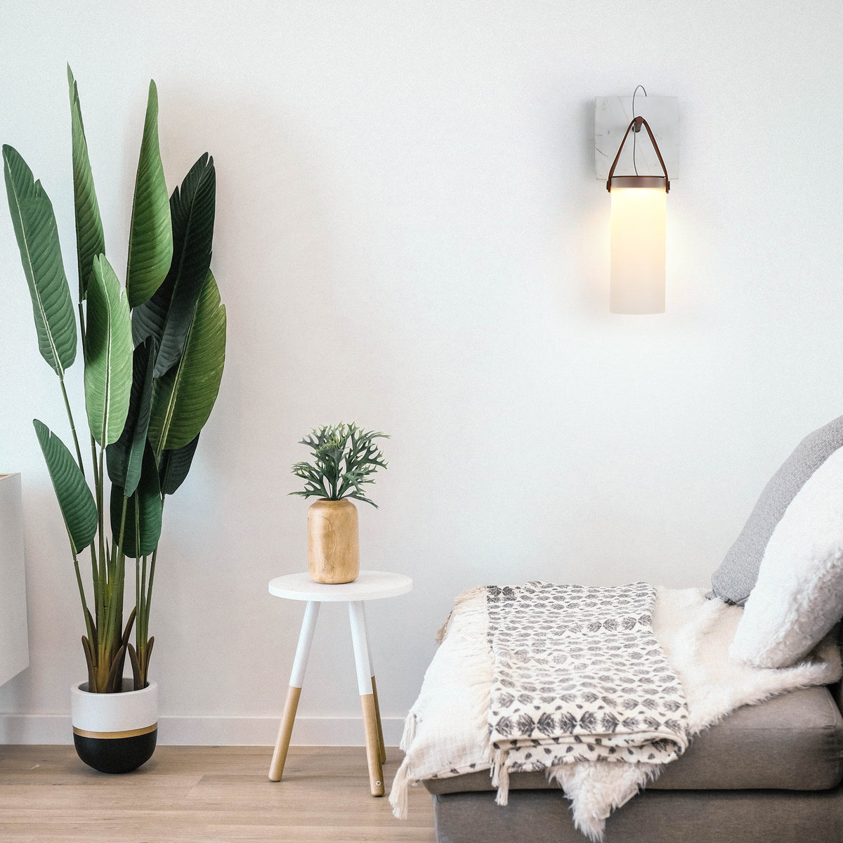 Galerie wandlamp Fontana glas leer marmer