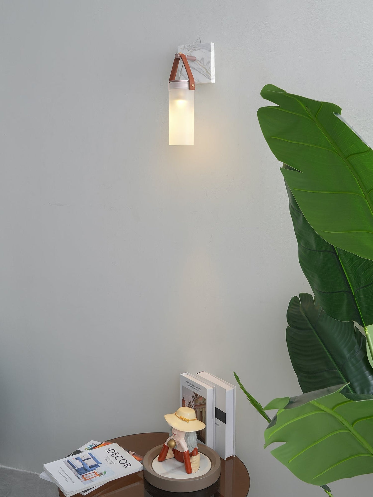 Galerie wandlamp Fontana glas leer marmer