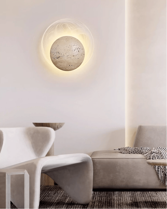 Serinette Orin Geel travertin wandlamp