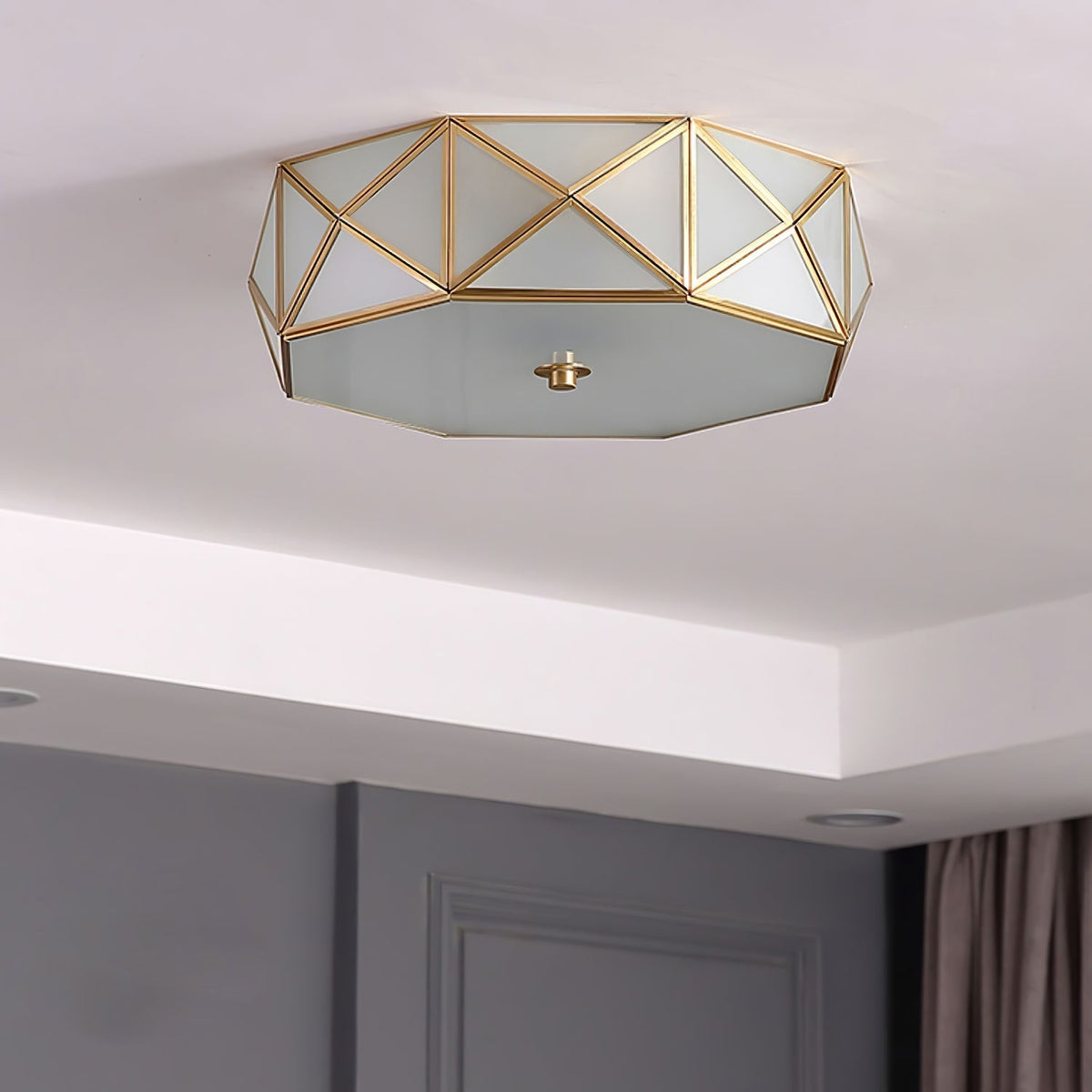 Celivise Geometrische messing glas vlakke plafondlamp