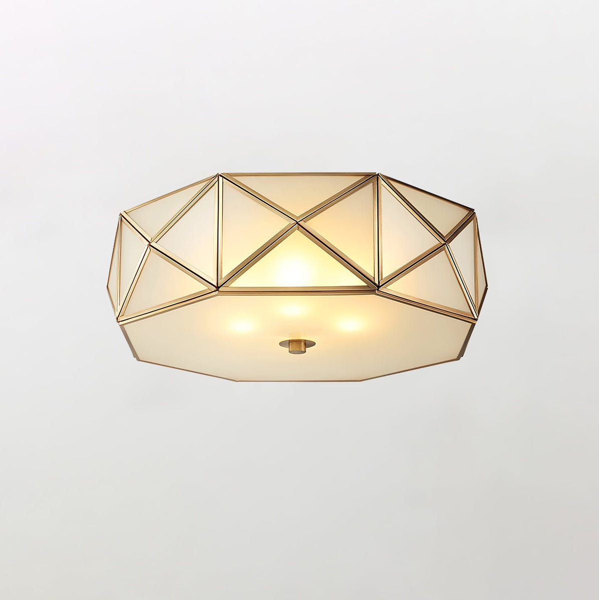 Celivise Geometrische messing glas vlakke plafondlamp