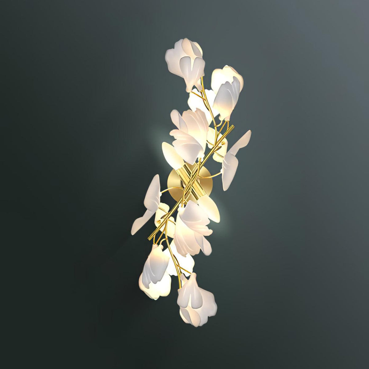 Gavriel wandlamp met ginkgobladeren in keramiek