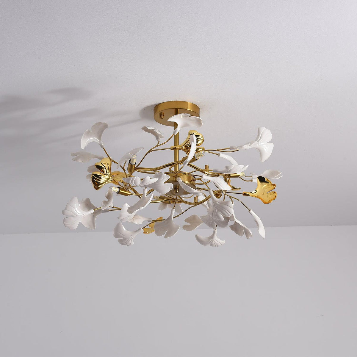 Auriora hanglamp Gingko Keramische Bladeren Goud
