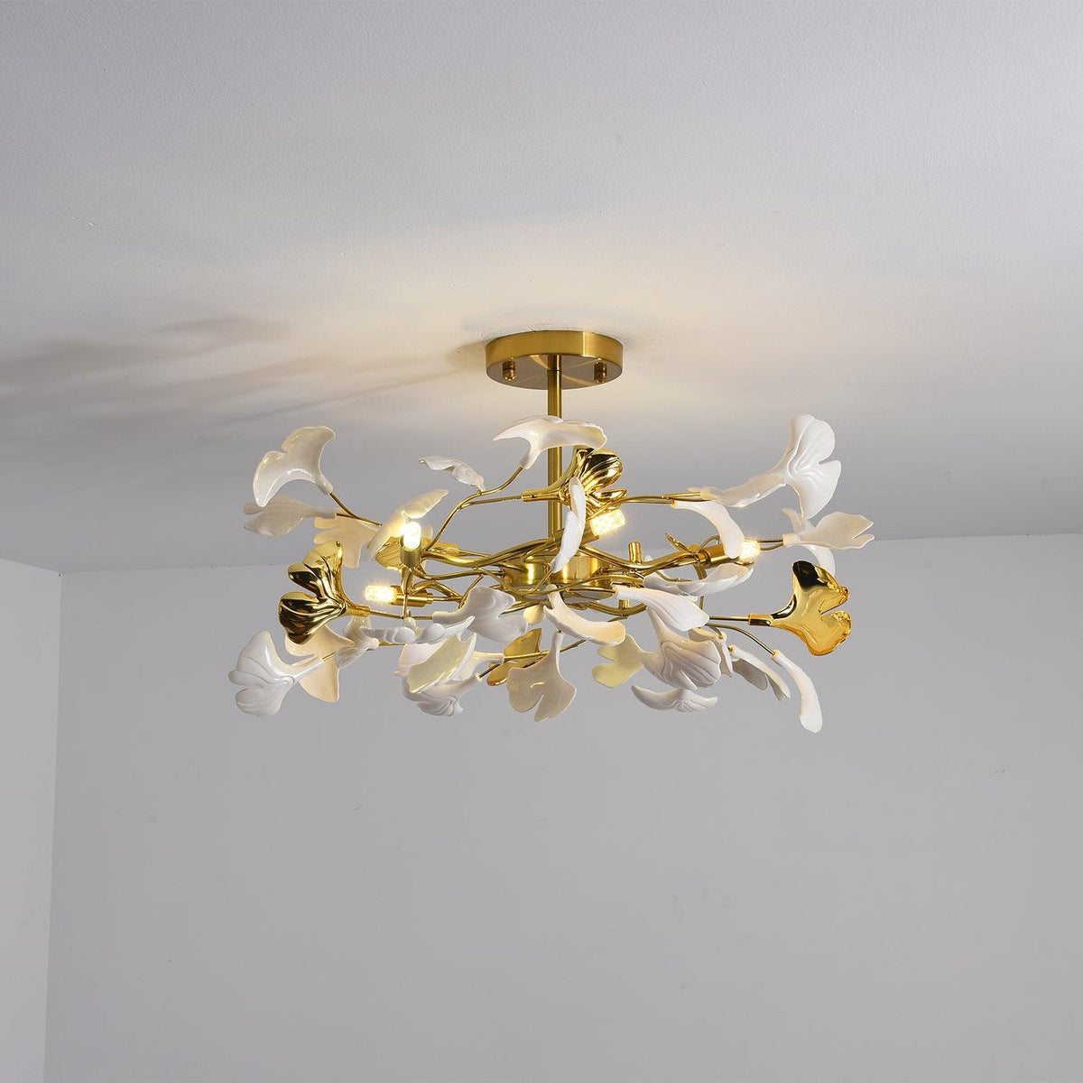 Auriora hanglamp Gingko Keramische Bladeren Goud