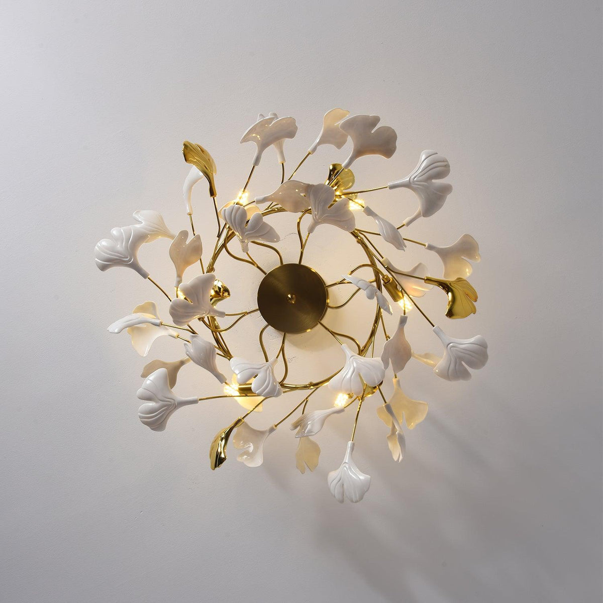 Auriora hanglamp Gingko Keramische Bladeren Goud