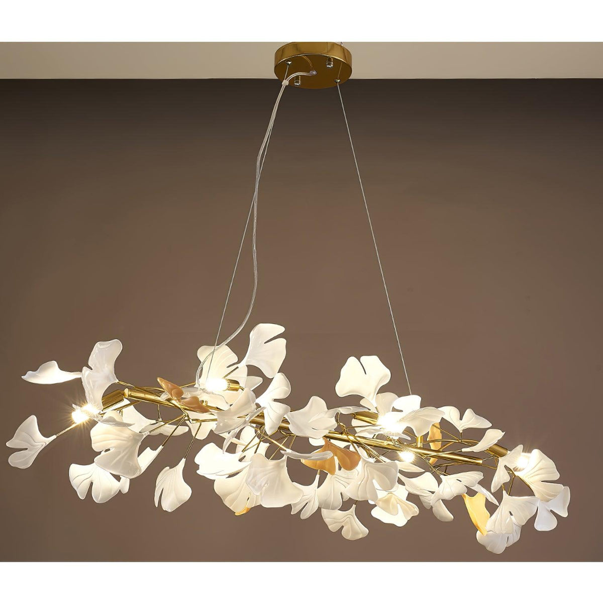 Rirove hanglamp Gingko Keramische Bloemblaadjes Goud