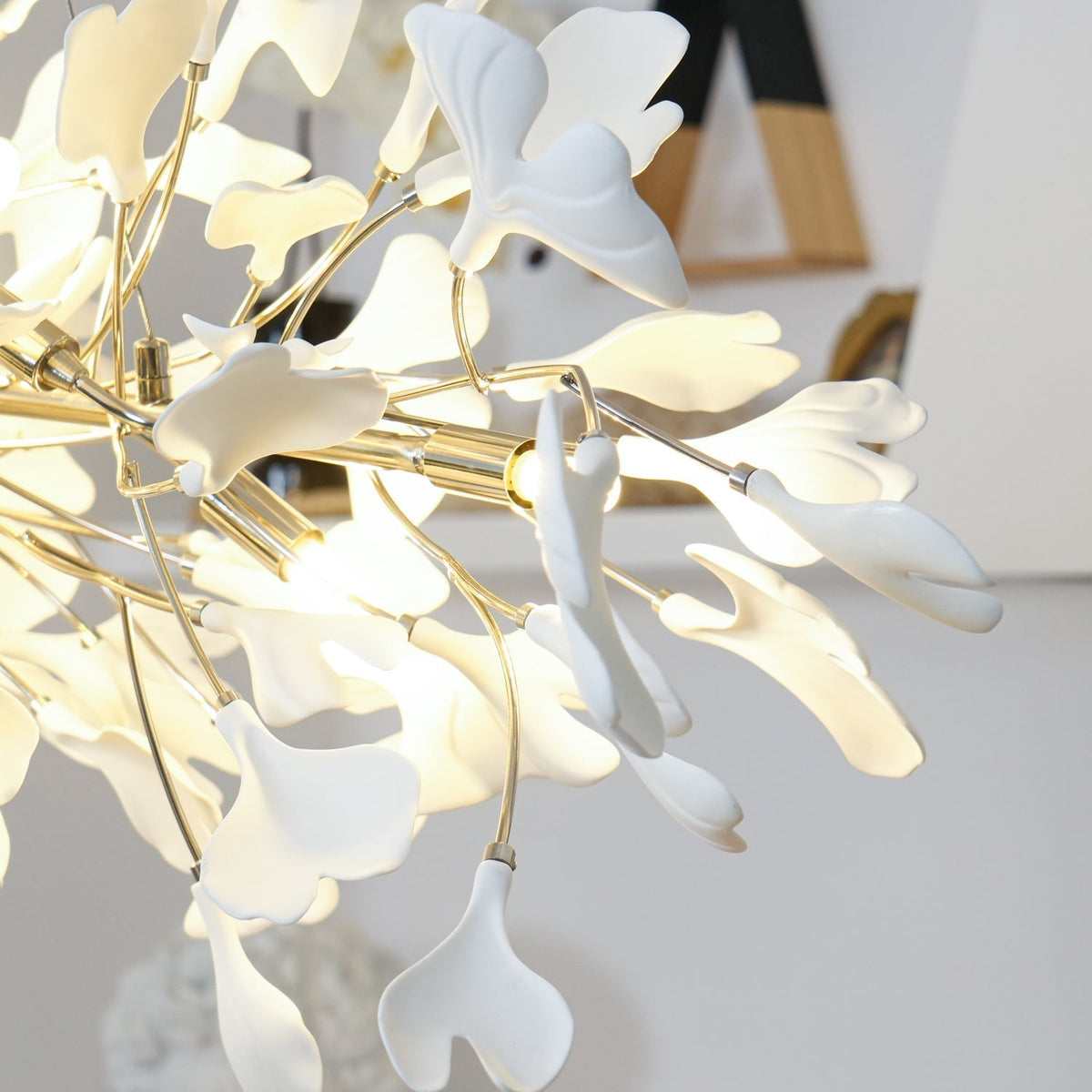 Oriiselle Kroonluchter Keramisch Ginkgo Bloemblaadje Goud