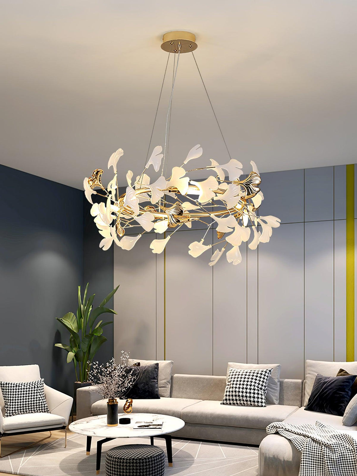 Vixu Postmodern luxe Gingko Ceramics Kroonluchter