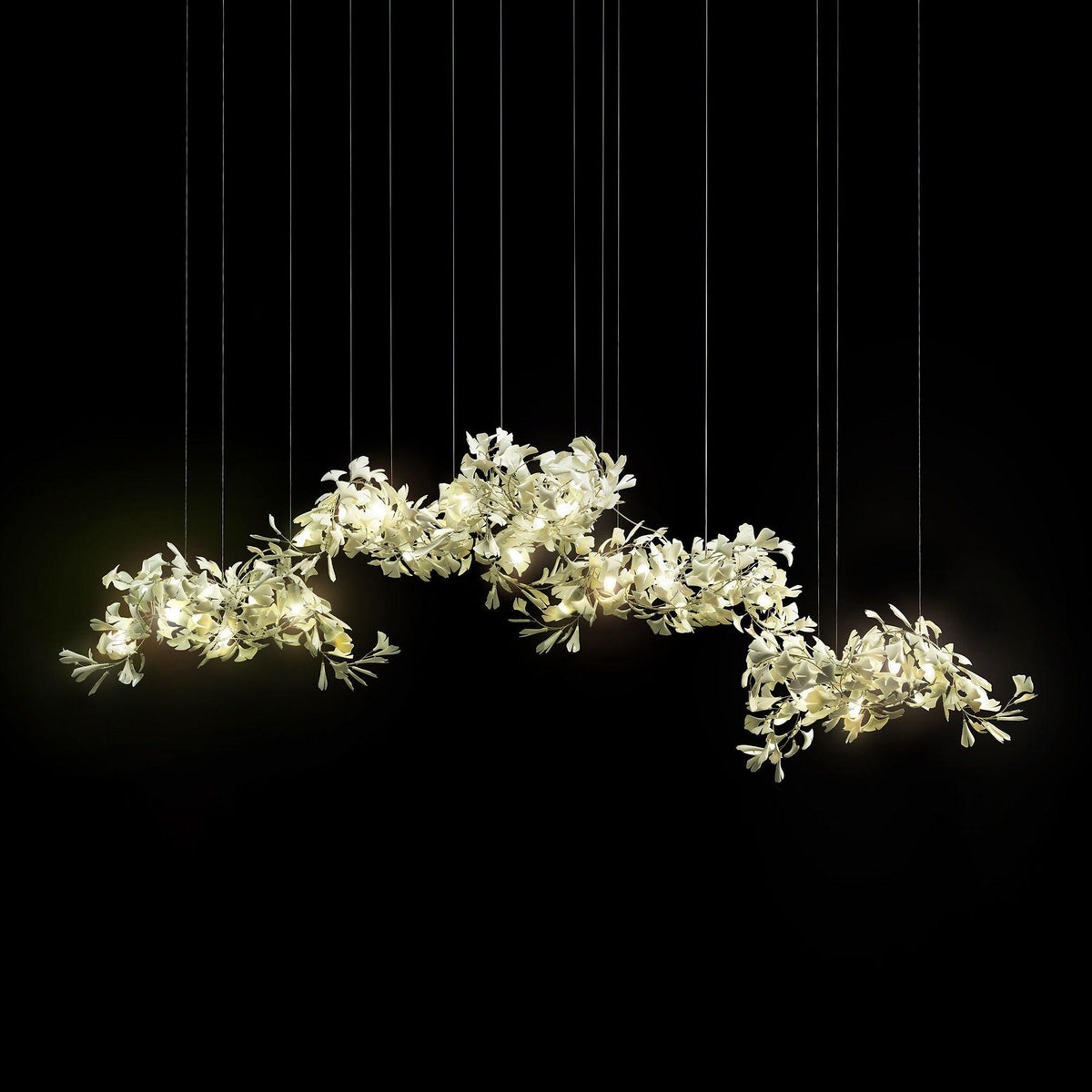 Ririxel hanglamp Gingko keramische bloemblaadjes goud