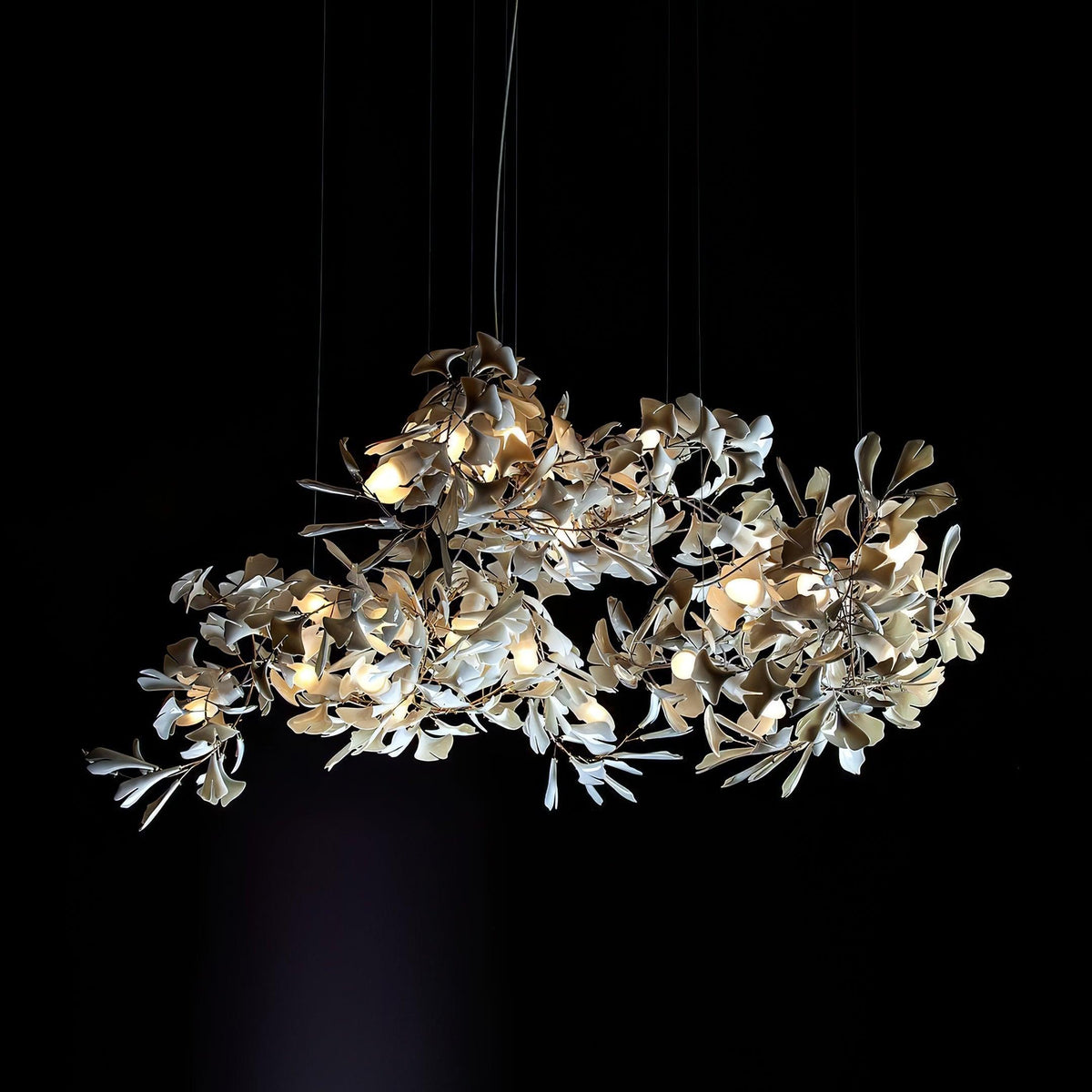 Ririxel hanglamp Gingko keramische bloemblaadjes goud