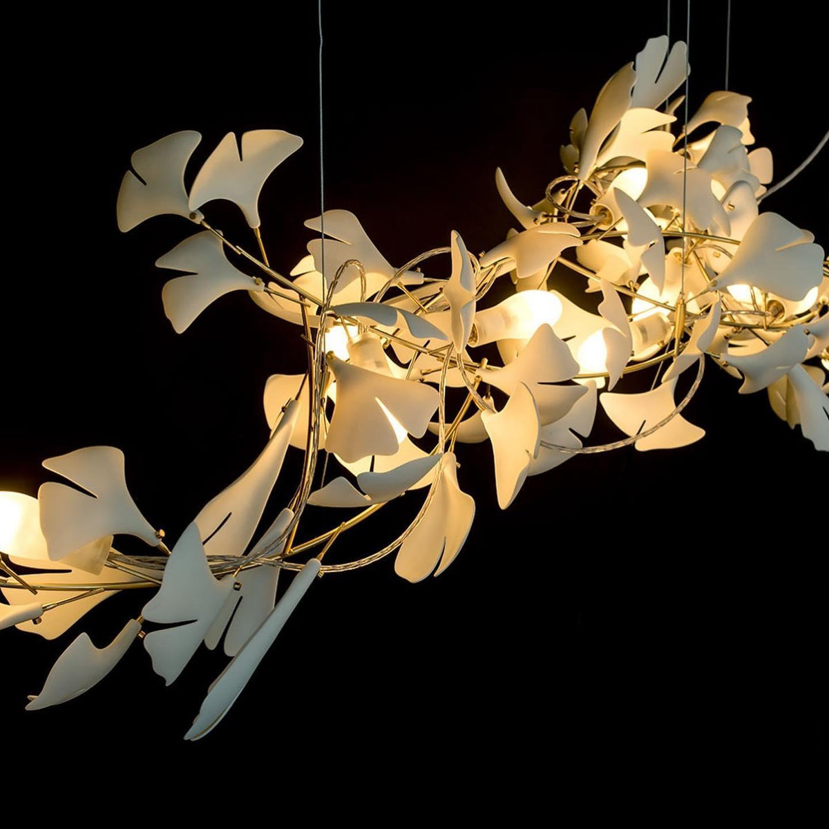 Ririxel hanglamp Gingko keramische bloemblaadjes goud