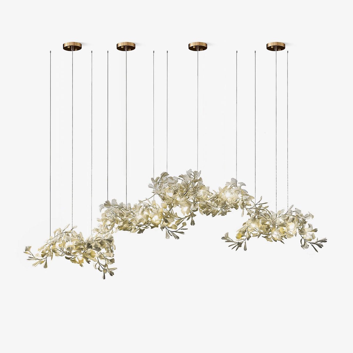 Ririxel hanglamp Gingko keramische bloemblaadjes goud