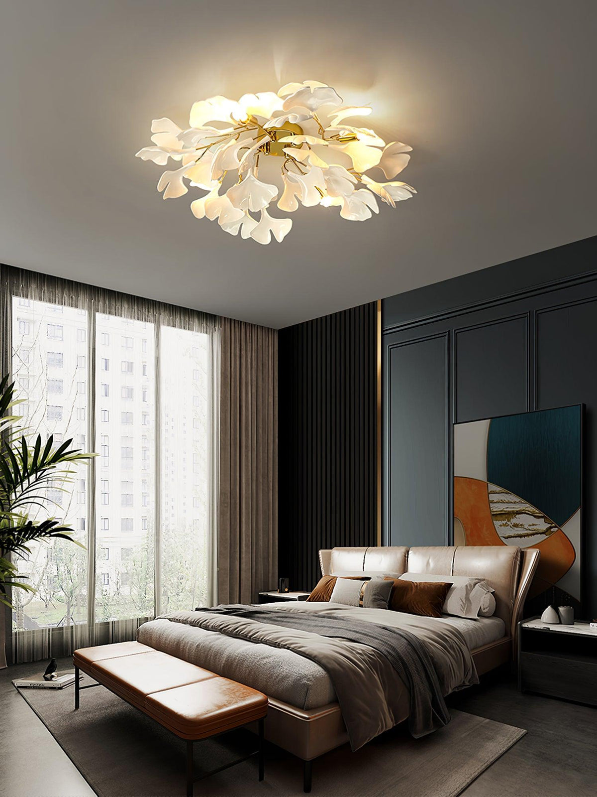 Callenne elegante plafondlamp met ginkgobladeren
