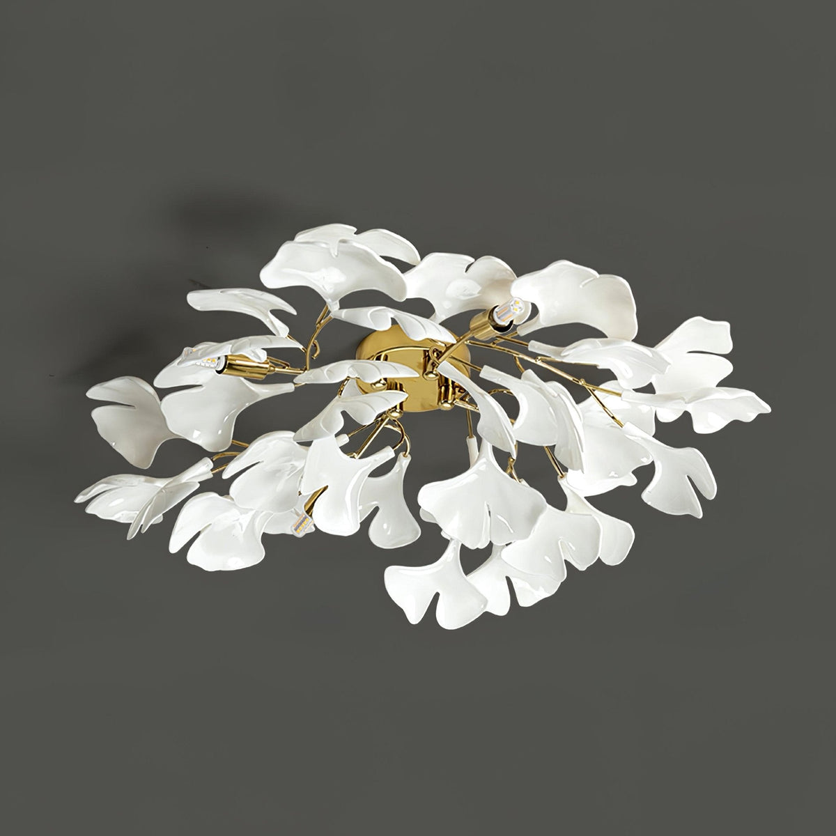 Orienaya plafondlamp Gingko-bladeren met messing tak