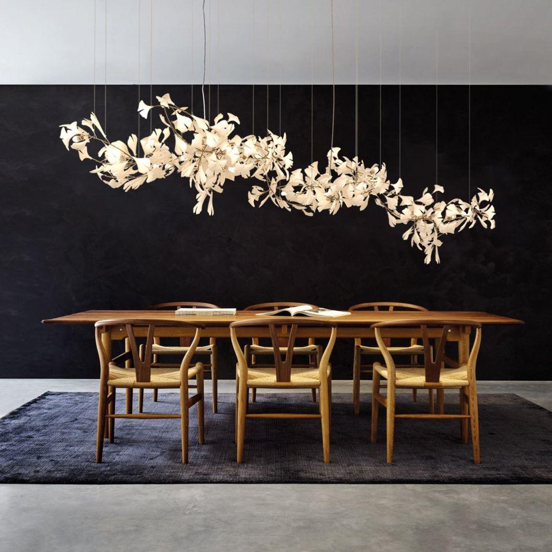 Calix Kroonluchter Frame Keramisch Gingko Bladkap Wit Goud Modern