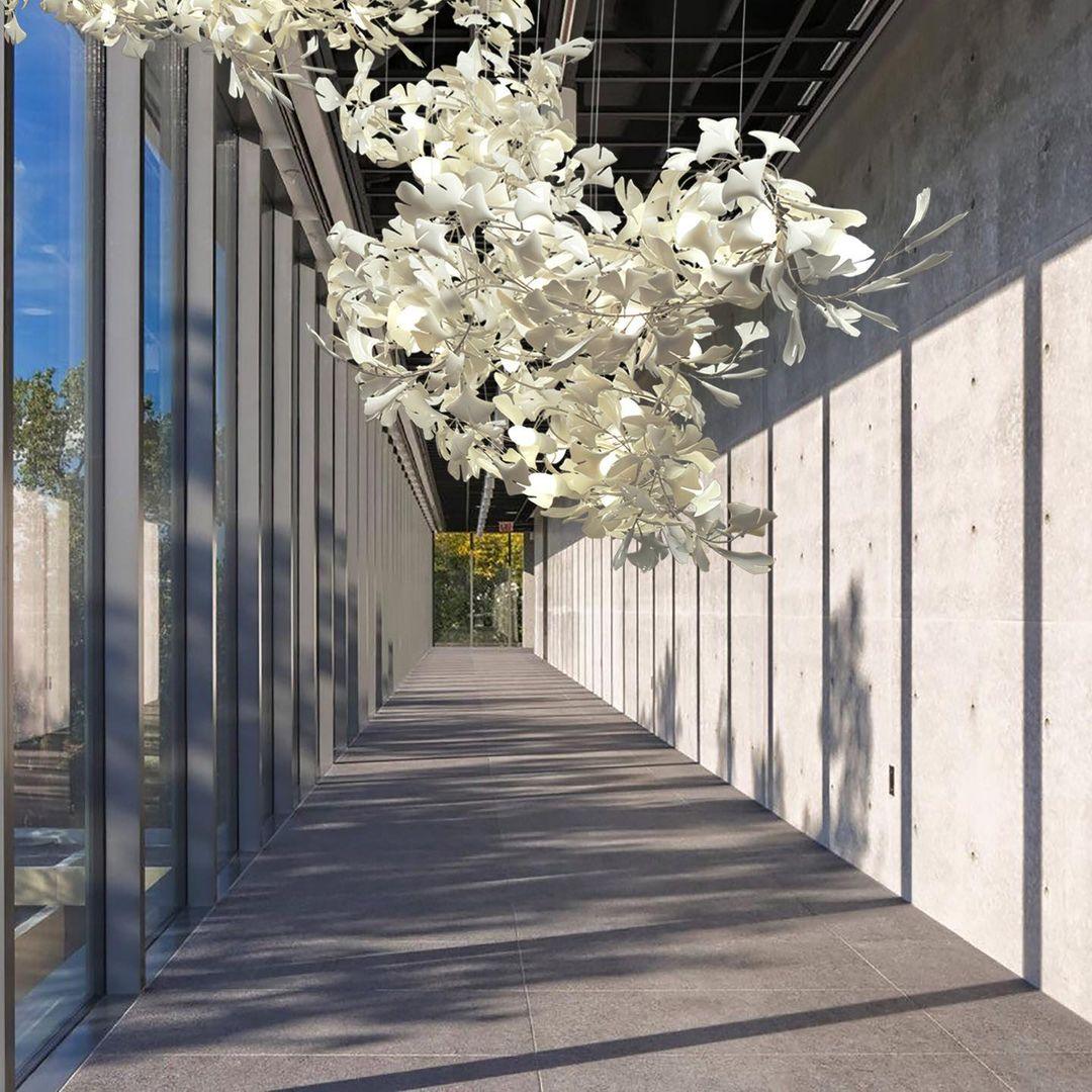 Calix Kroonluchter Frame Keramisch Gingko Bladkap Wit Goud Modern