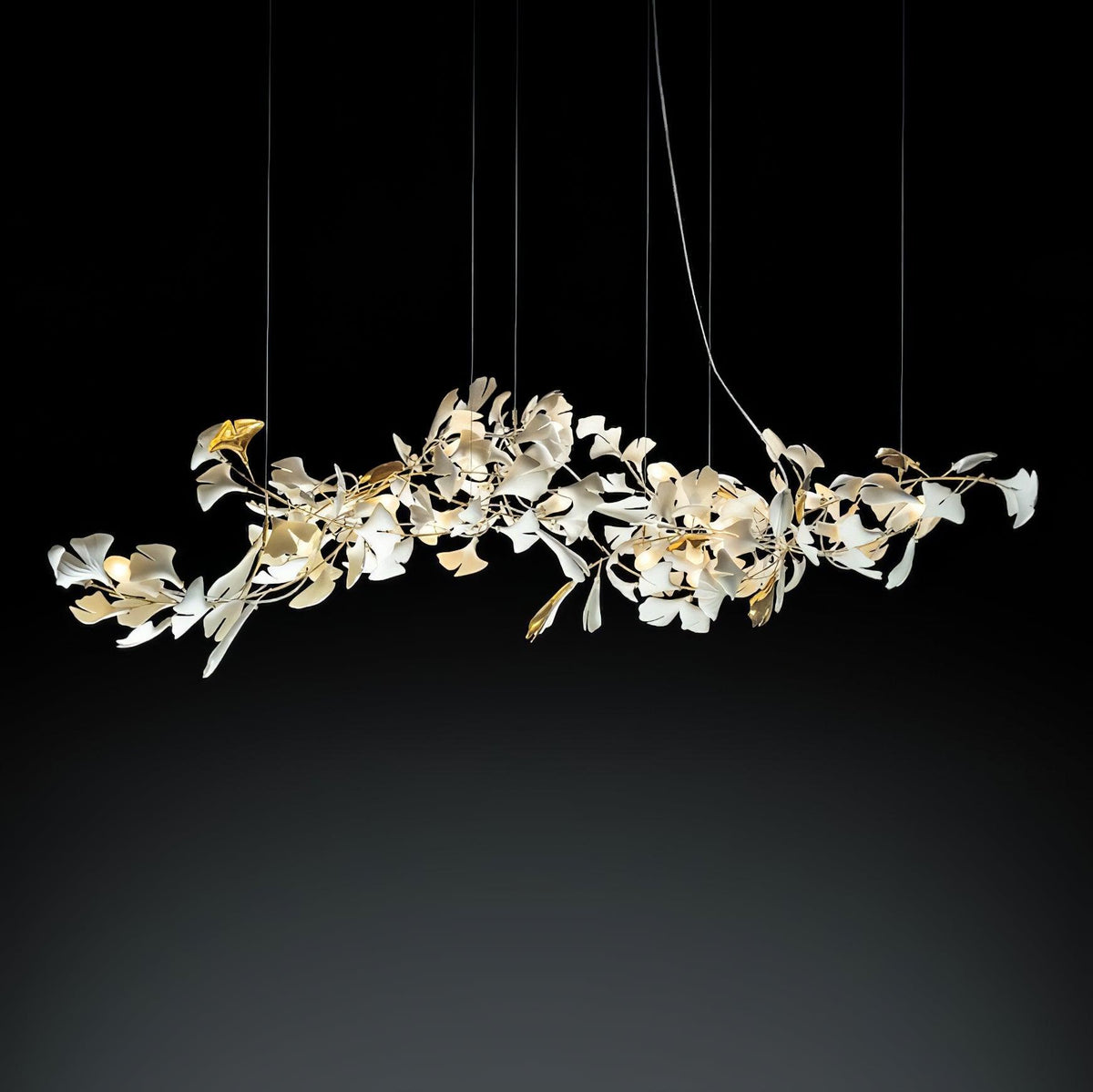 Calix Kroonluchter Frame Keramisch Gingko Bladkap Wit Goud Modern