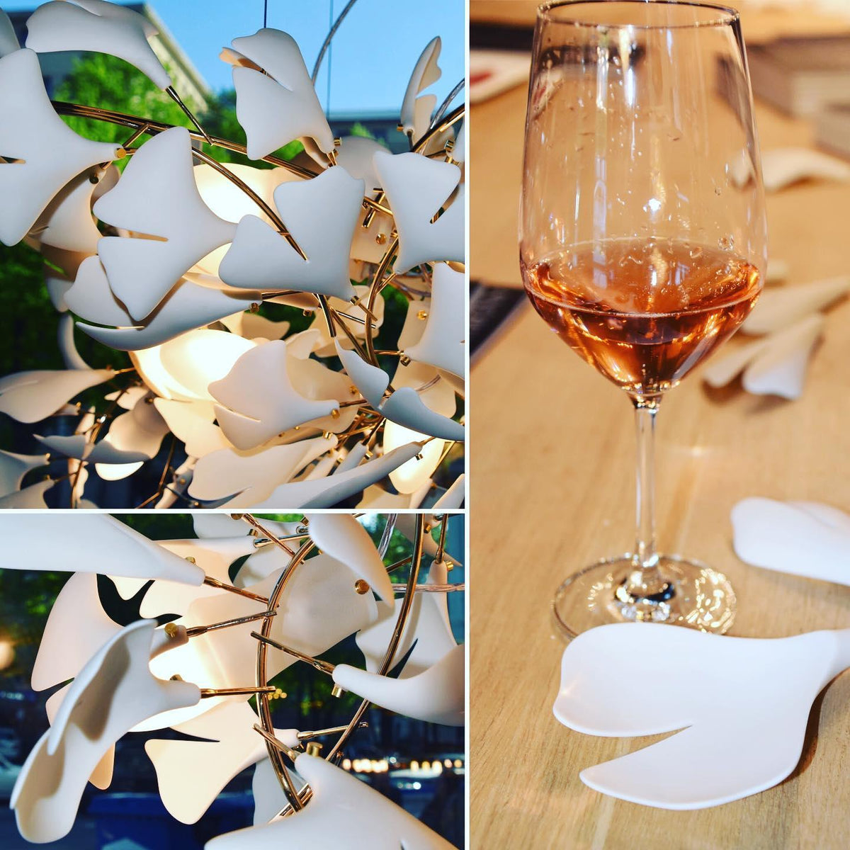 Calix Kroonluchter Frame Keramisch Gingko Bladkap Wit Goud Modern